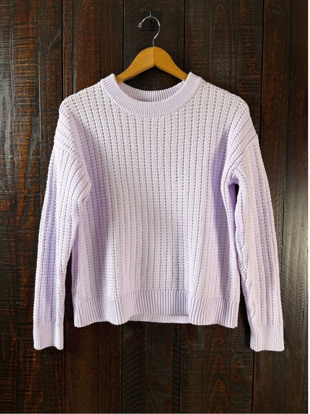 Time & Tru Butter Soft Ribbed Crewneck Sweater Lavender Medium